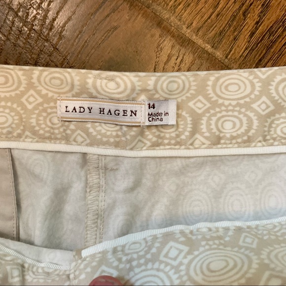 Lady Hagen Khaki Print High Rise Golf Shorts Sz. 14 - Picture 5 of 9